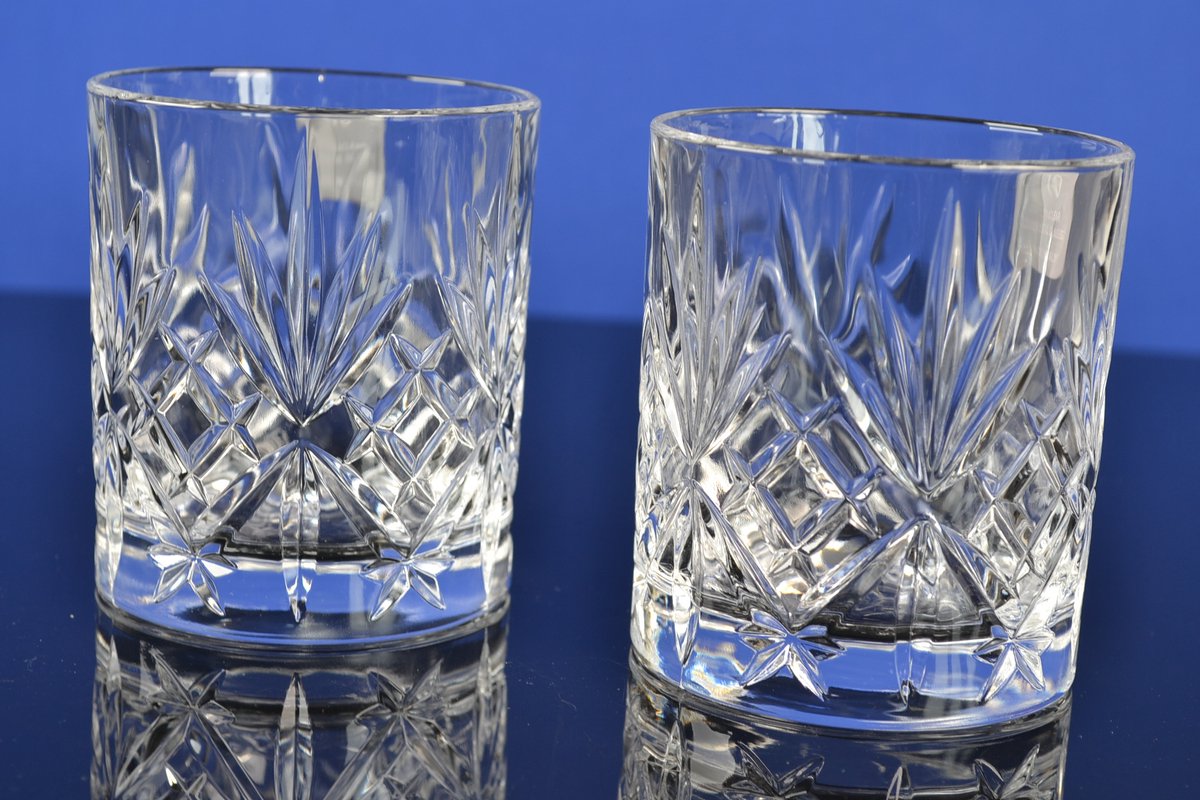 Luxe Kristallen Whiskyglazen / Waterglazen – Set van 2 – Elegant Geslepen Glaswerk