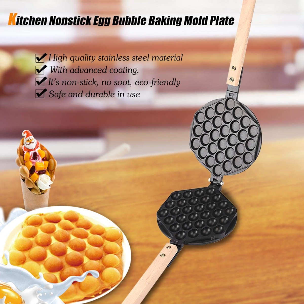 Dailygoods - Wafelijzer - Anti-aanbak Bakvorm - Ideaal voor Ei Bubble Wafels - Roestvrij Staal - Compact en Duurzaam - Thuis en Commercieel Gebruik - — cadeau in Cadeau-ideeën - foto 7
