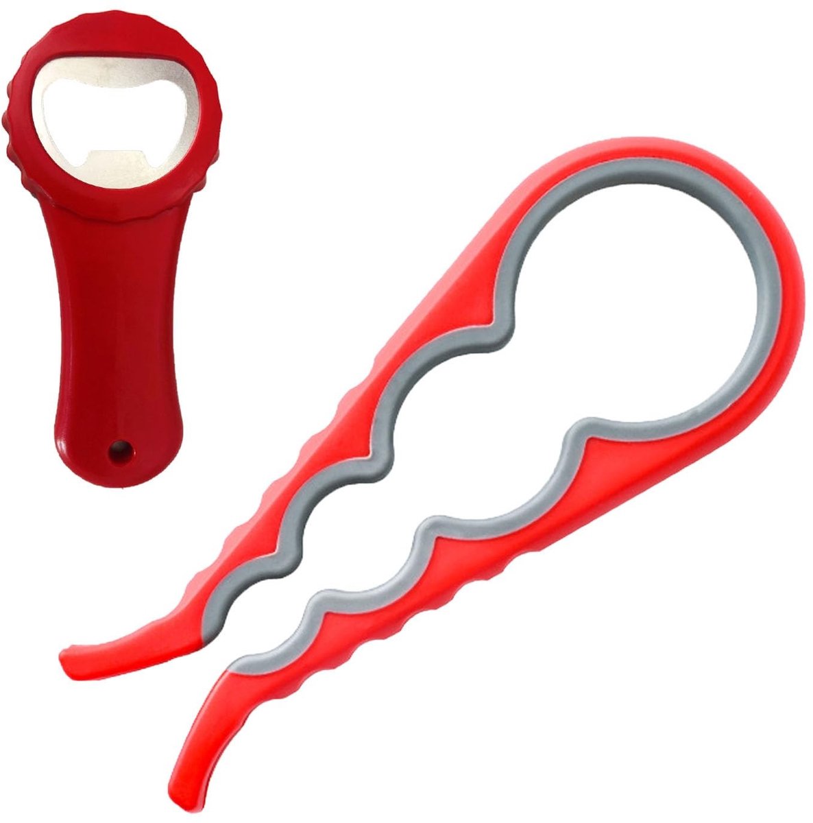 Dailygoody - 4-in-1 Dekselopener - Flessenopener voor ouderen - Handig en gebruiksvriendelijk - 22 cm x 8,5 cm en 10,5 cm x 4,8 cm - Geschikt voor zwa