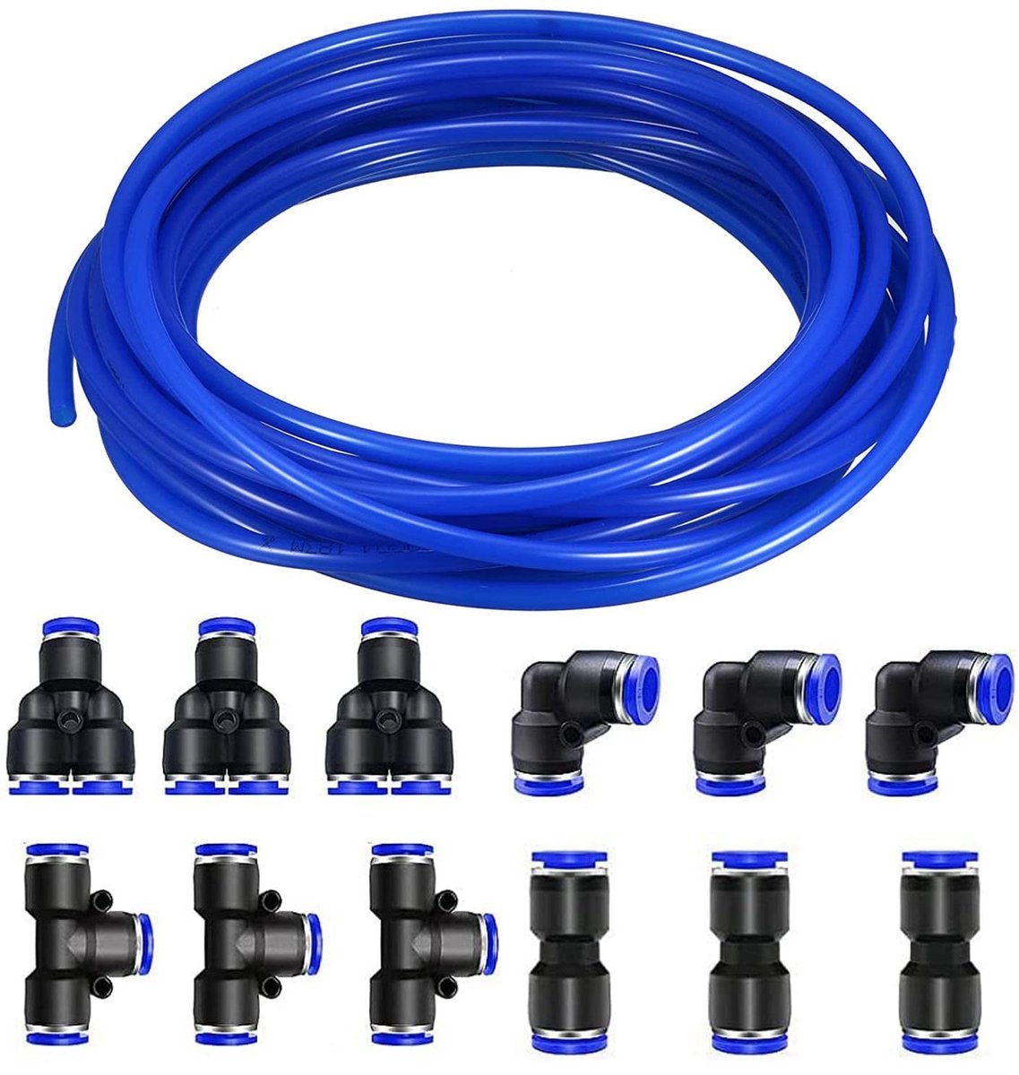 Dailygoody - 12-delige Pneumatische Aansluitingen met 10m PU Luchtslang - 4mm Quick Fittings