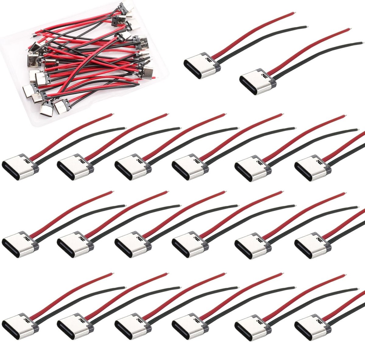 Dailygoody - 20 PCS USB-C Socket Soldering met Kabel - Ideaal voor PCB Ontwerp en DIY