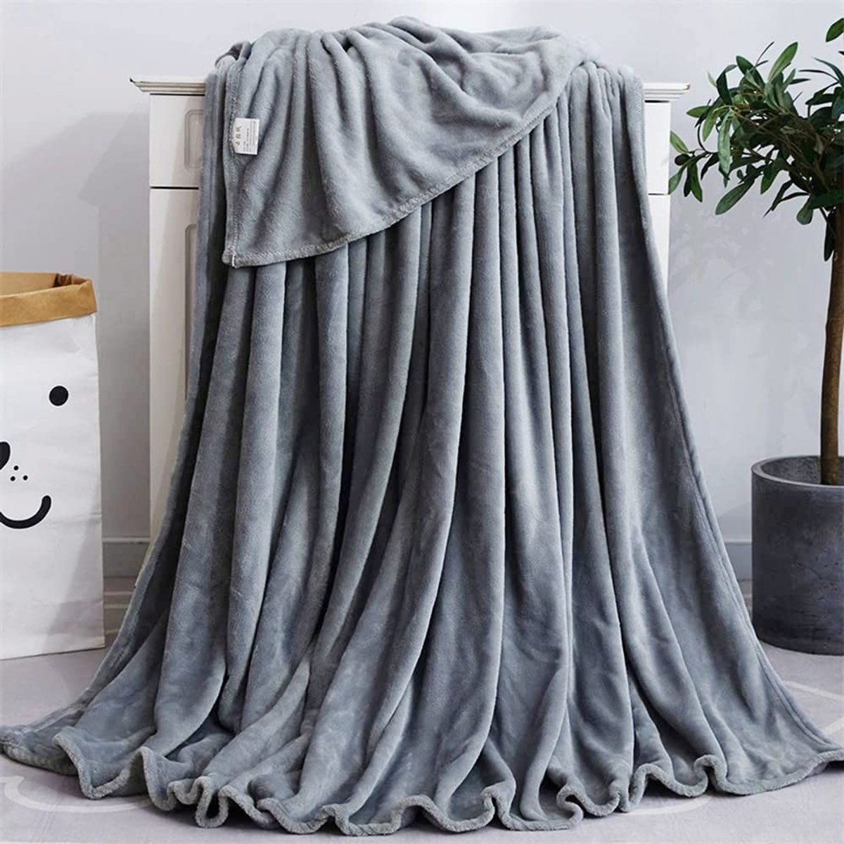 Dailygoody - Wollige knuffeldeken - Superzacht - Donkergrijs - Flanel fleece deken - Perfe