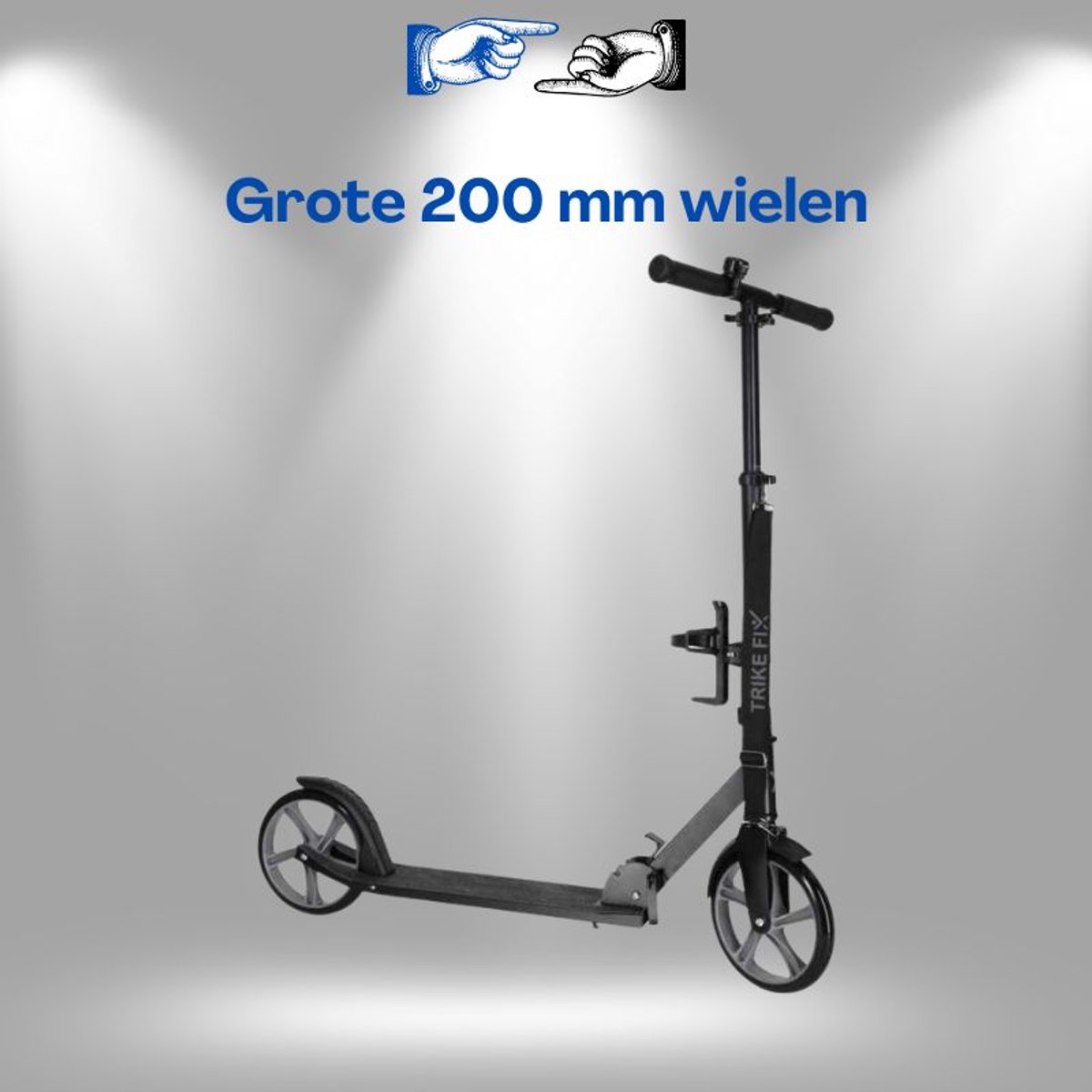 Trike Fix Opvouwbare City Scooter Zwart – Step Met 200 mm Wielen ABEC-7 Lagers Aluminium Deck Verstelbaar Stuur Tot 100 Kg Inklapbare Step Voor Kinderen En Volwassenen Urban Scooter Met Ebook