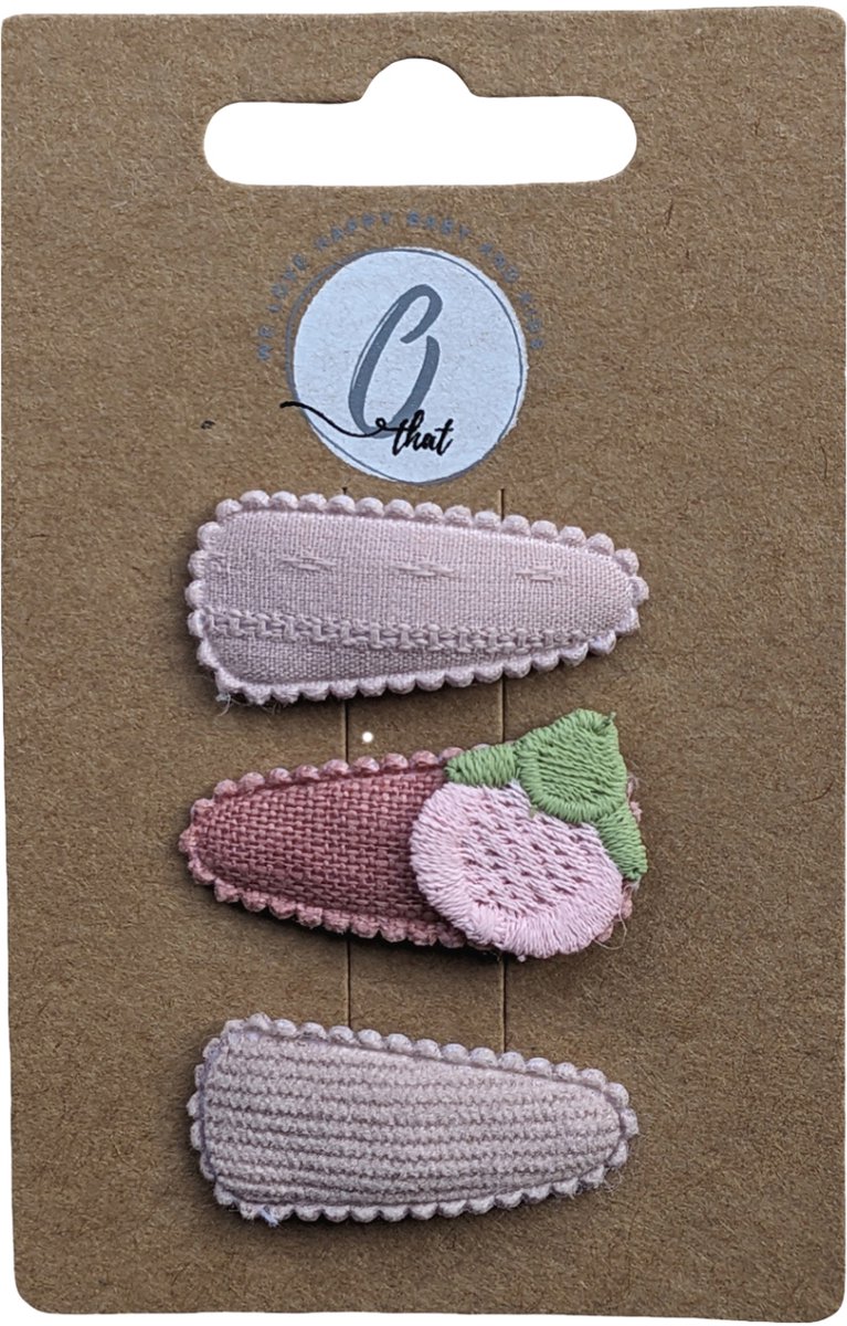 Ootje Kadootje Babyhaarclipjes - 3 Stuks - Fruit Perzik/Roze/Nude
