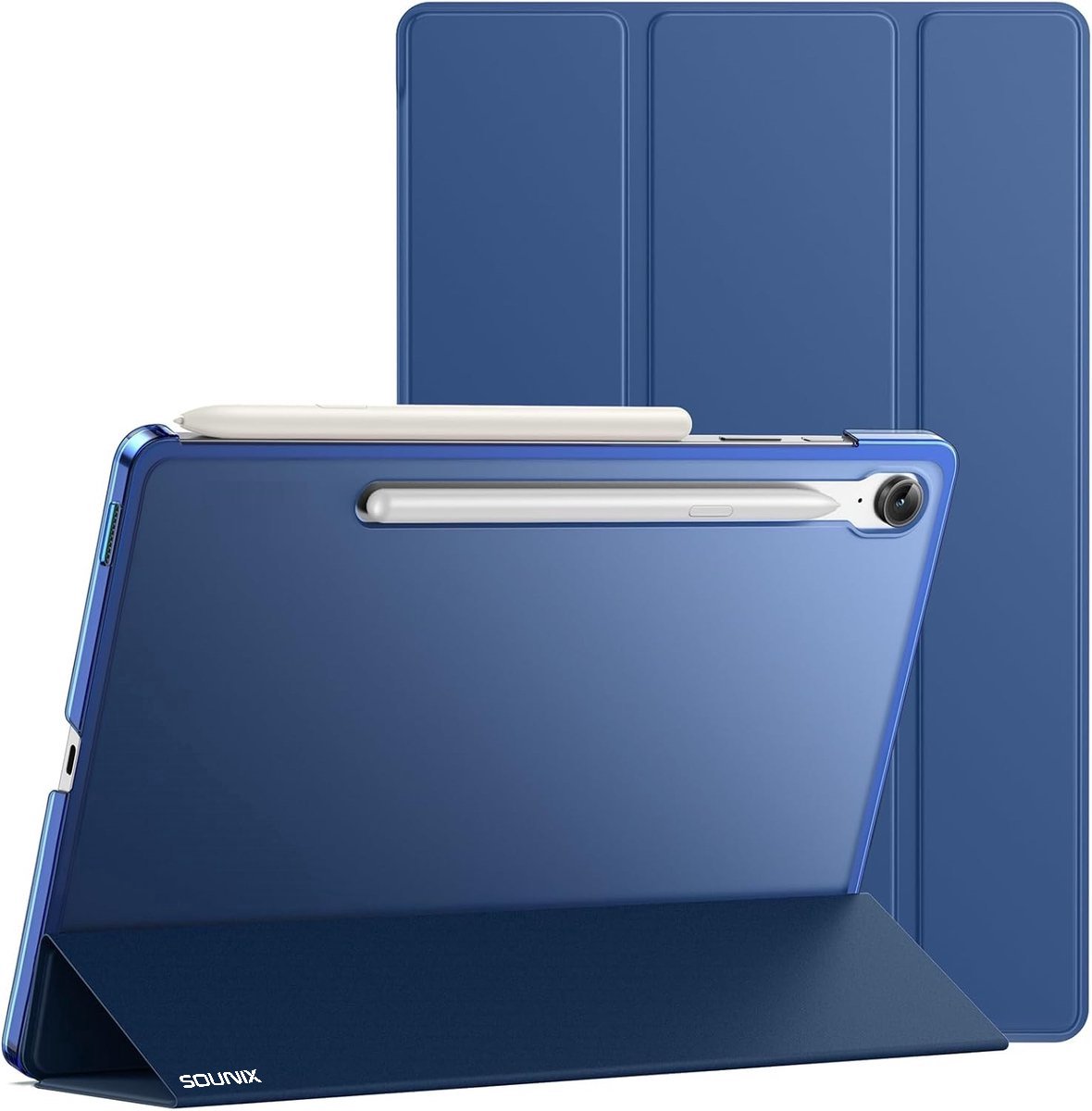 Sounix Tablet Hoes - Geschikt voor Samsung Galaxy Tab S10 FE / Tab S9 FE - 10.9 inch - Hoesje - Transparant Achterpaneel - Donkerblauw
