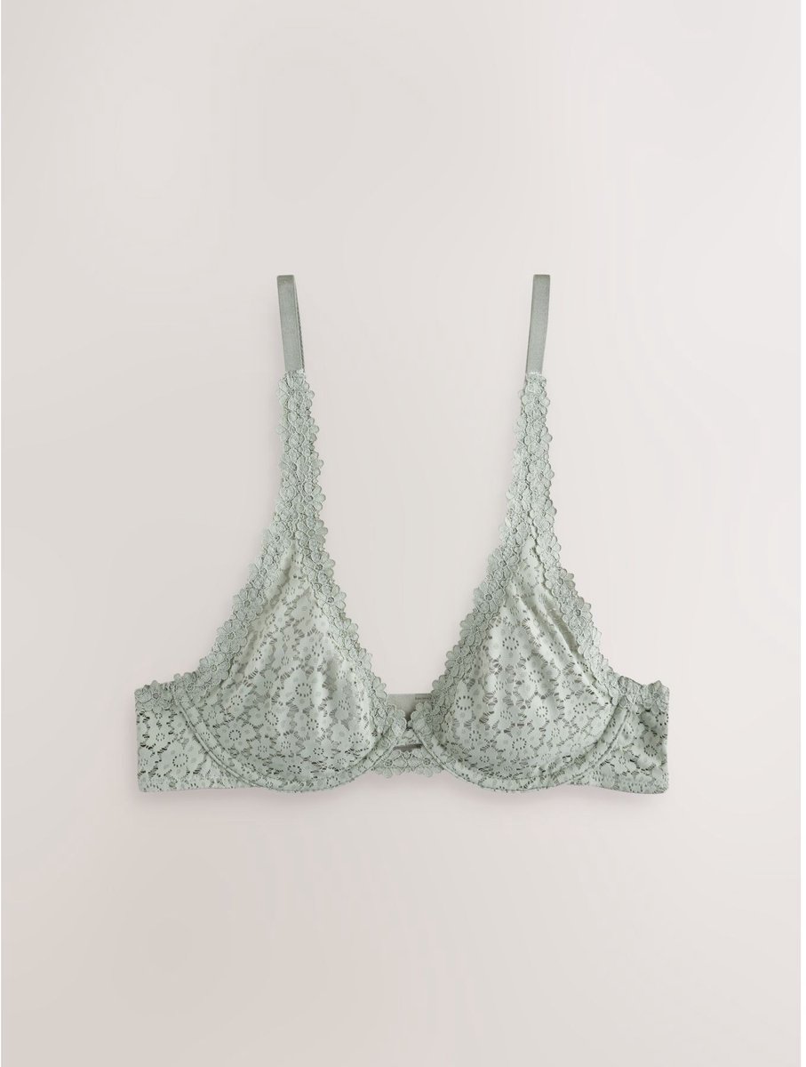 Next Dames - Diepuitgesneden kanten beha, zonder vulling - Groen Khaki Green