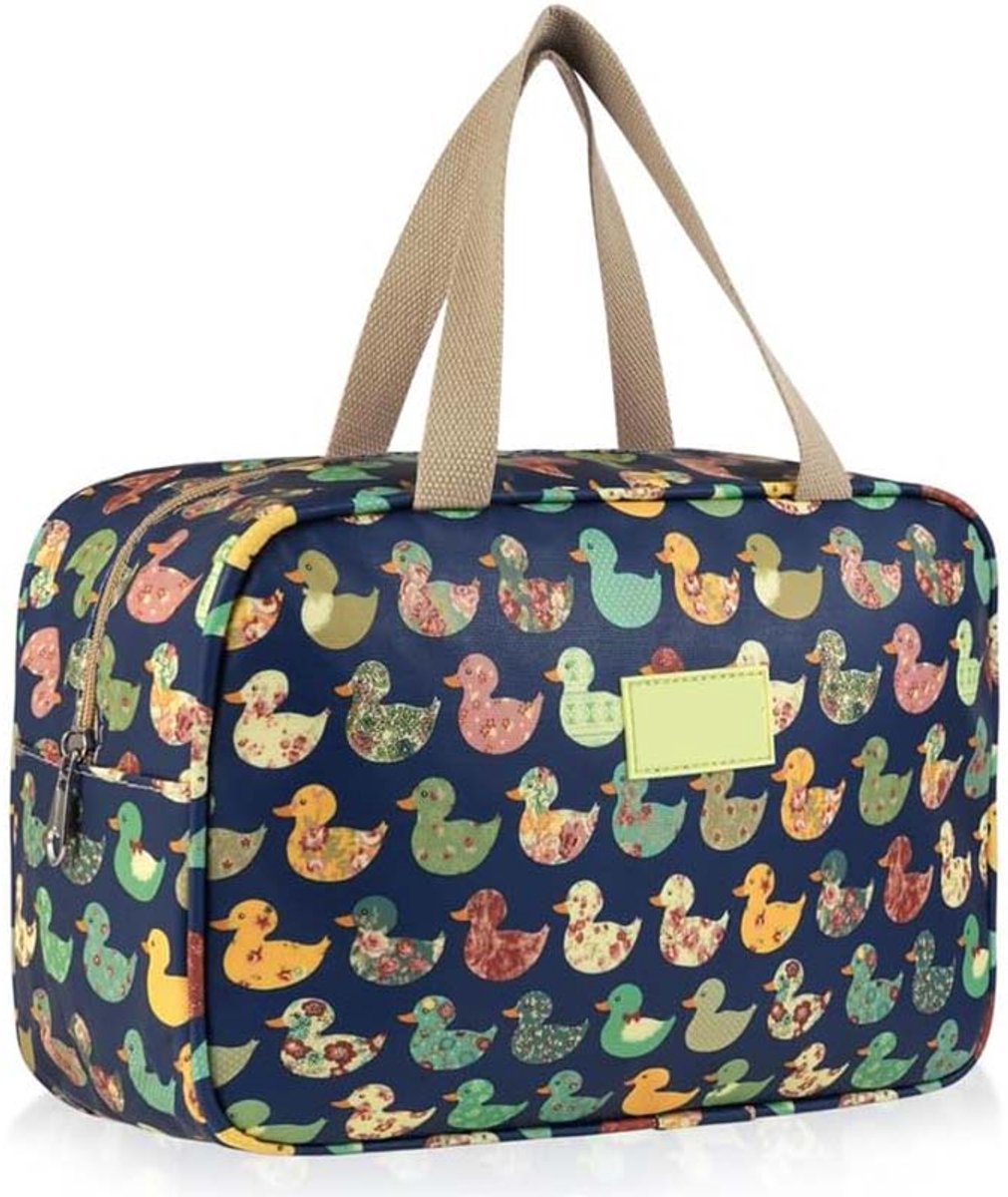 Grote toilettas - Reistoilettas - Schattige make-uptas - Dames reis opbergtas - Accessoire tas met handvat (Kleurrijke eend)