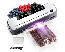 Vacumeermachine - 6-in-1 Vacuumapparaat - 75kPa Krachtige Afzuiging - 6 Modi & LCD Display - Ingebouwde Mes & UV-sterilisatie - Incl. 50 Zakken & Slang - Voor Voedsel, Vlees & Sous Vide