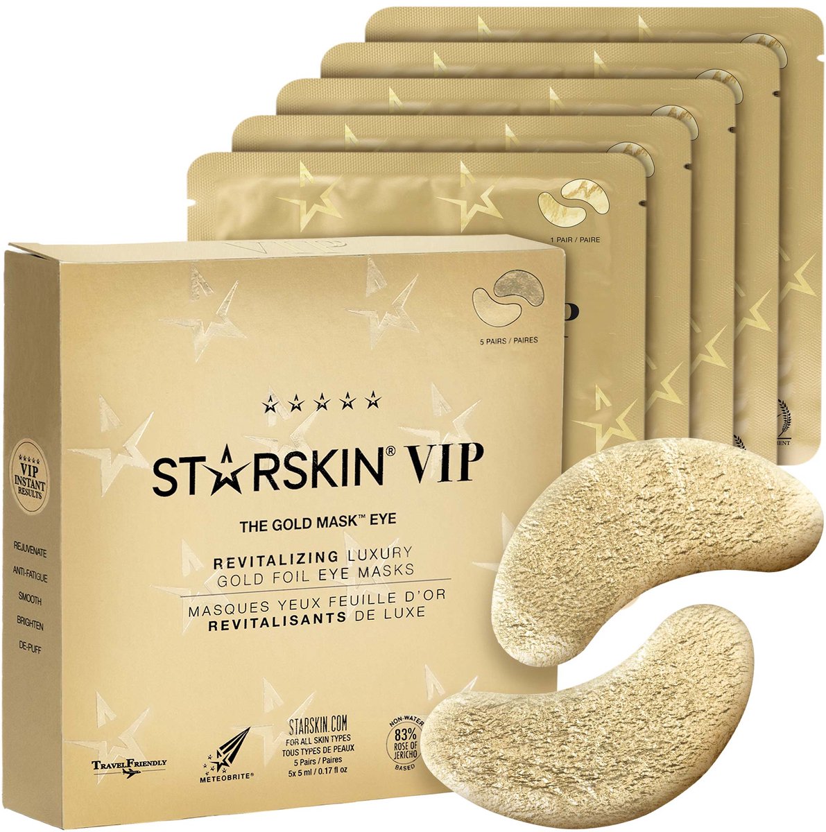 STARSKIN® VIP Gold Mask Eye 5 Stuks Gouden Oogmasker Patches, Oogmaskers tegen Gezwollen Ogen en Rimpels, Revitaliserende en Hydraterende Oogpatches, Voor het verhelderen van donkere kringen onder de ogen, K-Beauty Huidverzorging