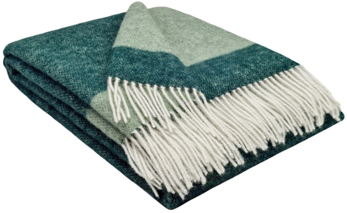 Plaids.shop® Wollen Plaid - VENICE - Groen-Lichtgroen (140x200cm)