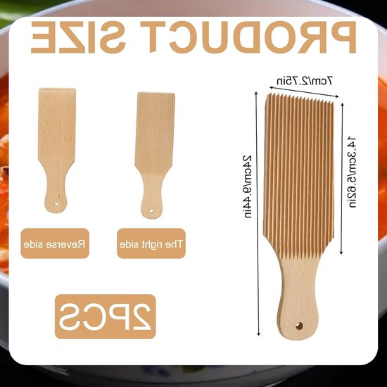 Gnocchi Board en Pasta Maker Set - Houten Accessoires voor Versgemaakte Pasta, Macaroni en Cavarola Roll van Merkloos — afbeelding 5