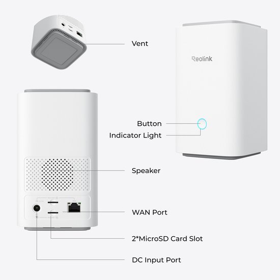 Reolink Home Hub, Centrale aansturing voor tot 8 REOLINK batterij-/wifi-beveiligingscamera's, Encryptieprivacy lokale opslag, 2,4/5 GHz wifi, Wekelijks overzicht, geen maandelijkse kosten, geen ondersteuning van derden van Reolink — afbeelding 2