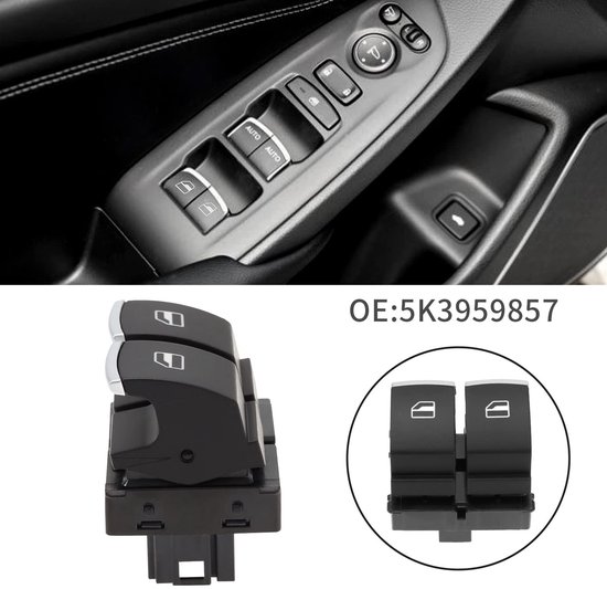 Allecto - Auto Power Raamschakelaar - Elektrische Raambediening - Zwart ABS - Compatibel met VW - Perfecte vervangingsschakelaar voor Eos Golf MK5 ... van Allecto — afbeelding 3