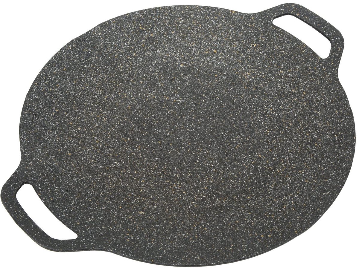 Dailygoody - Koreaanse Bakplaat - Grillpan - Duurzaam en Gezond - Zwart - Geribbelde Textuur - Perfect voor Kamperen - 31,7 x 31,3 cm