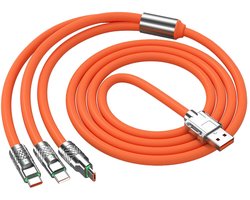 Dailygoody - Multi-oplaadkabel - 3-in-1 Oplaadsnoer - 120W Snel Opladen - 3,94ft - Duurzaam en Wirwarweerstand - Geschikt voor Android - Type C