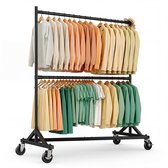 HOKEEPER Zware kleiderstandaard met Z-voet – in hoogte verstelbaar (190-220 cm), op wielen, 250 kg draagkracht – industrieel design voor thuis of winkel