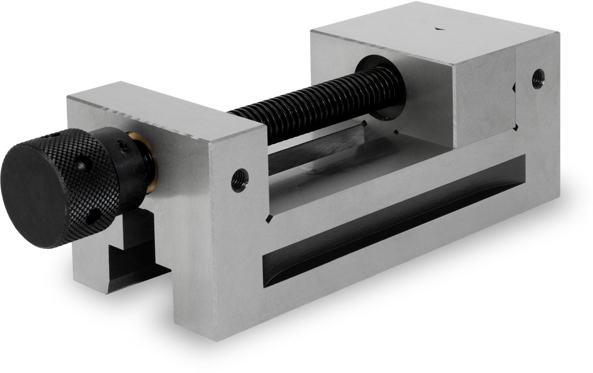EBERTH precisie bankschroef met spindel, bekbreedte 100 mm, maximale klemkracht 125 mm, bekhoogte 45 mm, gemaakt van robuust staal, professioneel, voor diverse taken, werkplaatsbankschroef