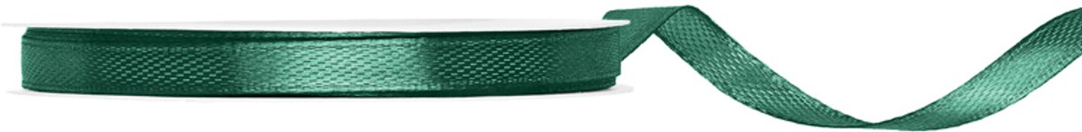 Satijn lint 6mm breed donker groen, rol 25 meter - hobbylint - sierlint - cadeaulint - satin ribbon