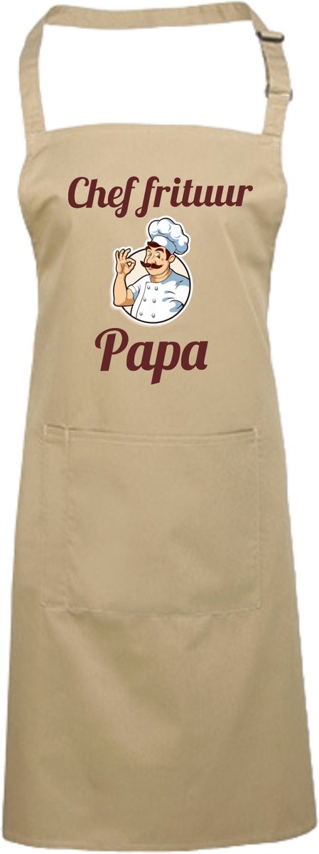 Gepersonaliseerd keukenschort - vaderdag - Gepersonaliseerd met tekst - kleur Latte - koken - bakken