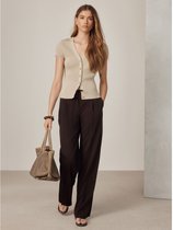 Next - Dames - Broek met wijde pijpen en aantrekkoord in de taille - Bruin
