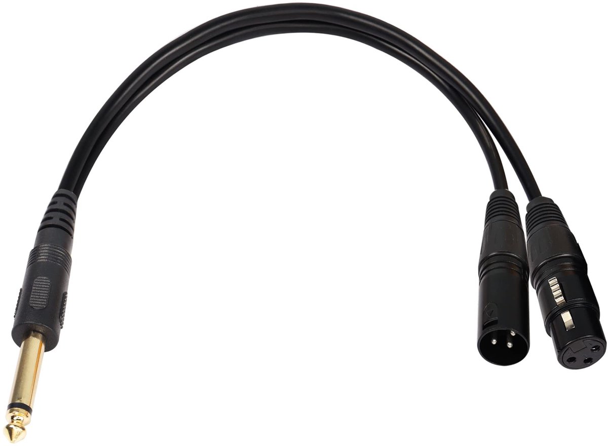 Dailygoody - TS 1/4" naar XLR Male + Female Ongebalanceerde Kabel - 36cm