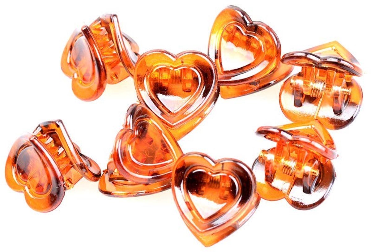 Dailygoody - pony haarklauw clip - mini haarklipjes voor meisjes - hartvormige haarklemmen - bruin - haaraccessoires voor kinderen - 48 stuks