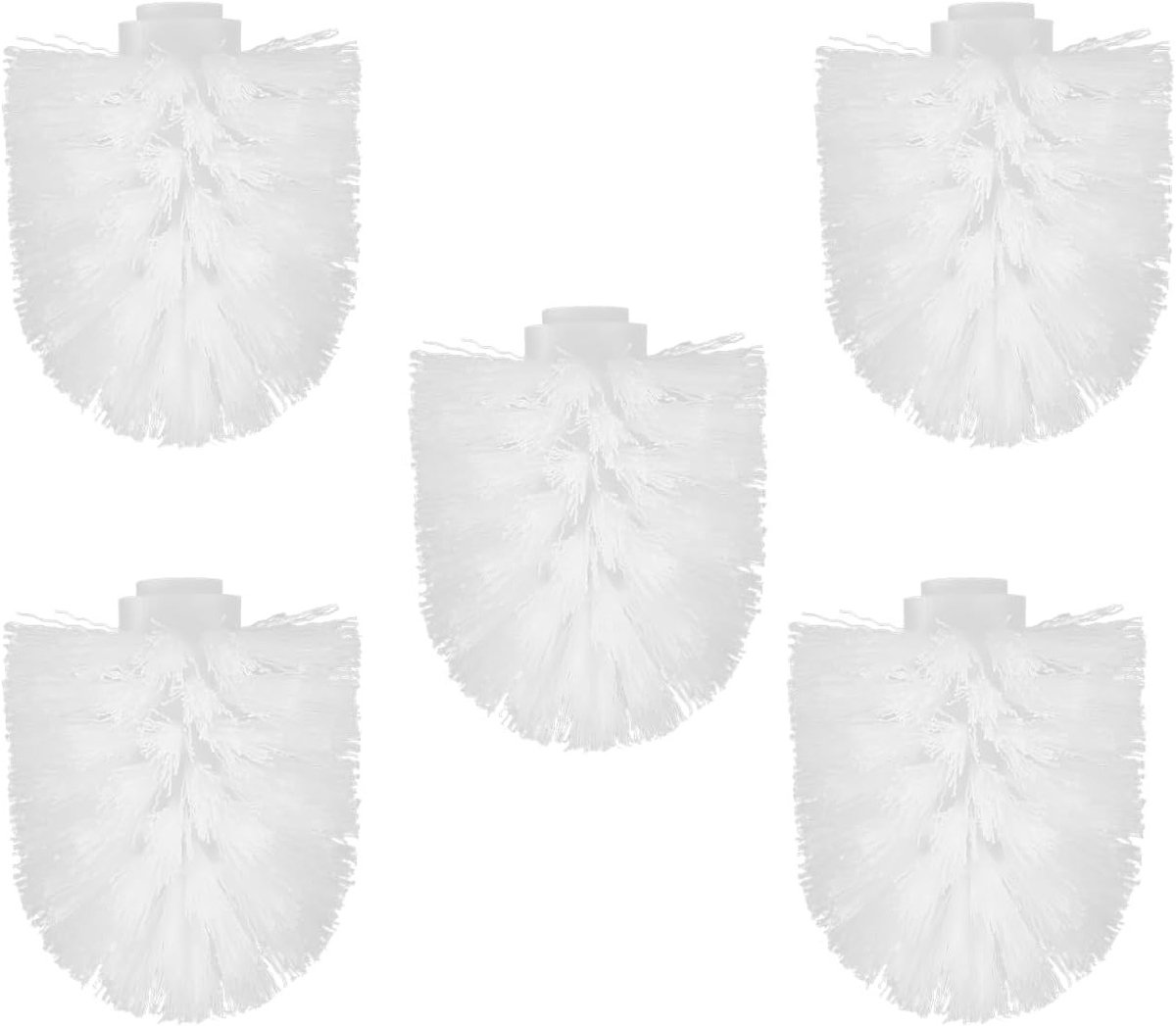 Dailygoods- Borstelkoppen 5 stuks - Vervangende Toiletborstels - Huishoudelijke Reiniging - Schrobborstels - Wit Kunststof - 10 cm Grootte - Toiletborstel