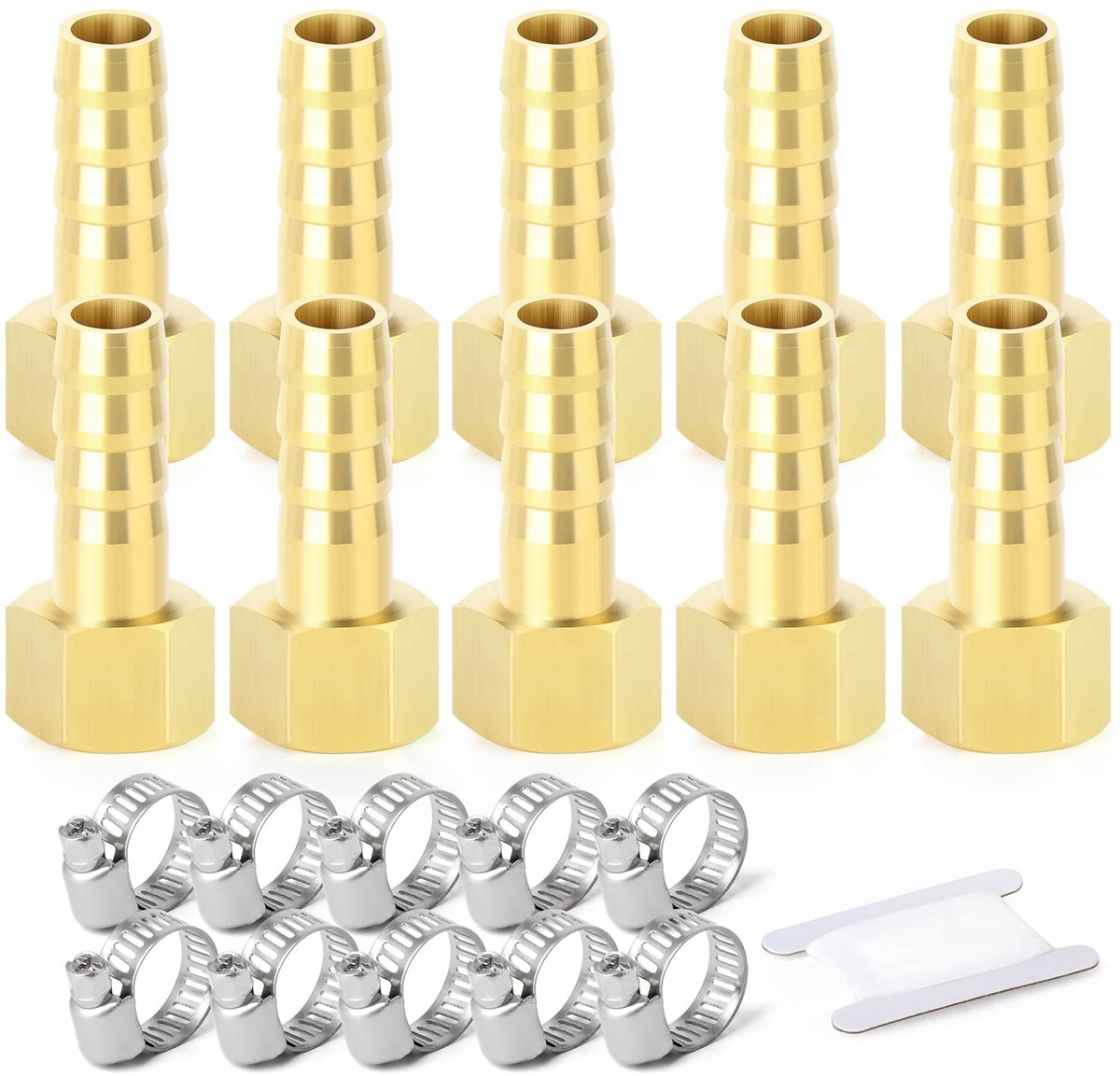 Dailygoody - 6mm OD Barb Naar 3/8" Vrouwelijke Connectors - Messing Slangpilaar Knelkoppelingen - Duurzaam en Corrosiebestendig - Geschikt voor Tu...