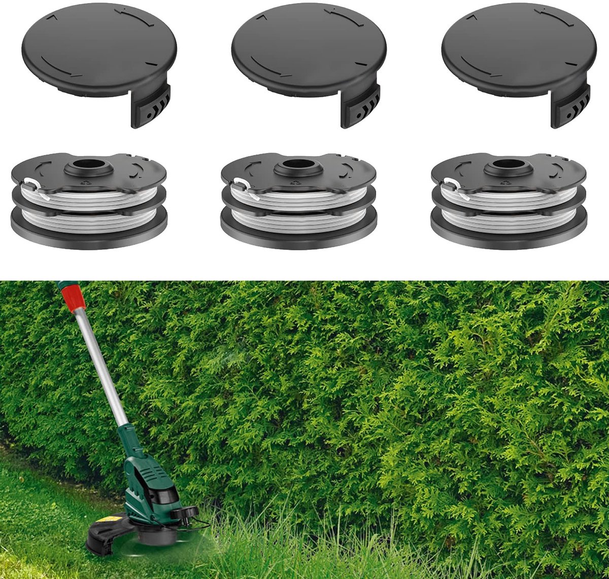 Dailygoody - Spoelset voor Parkside - 3 Set spoelen - Ideaal voor tuinonderhoud - 1,6 mm lijn - Geschikt voor 20-Li modellen