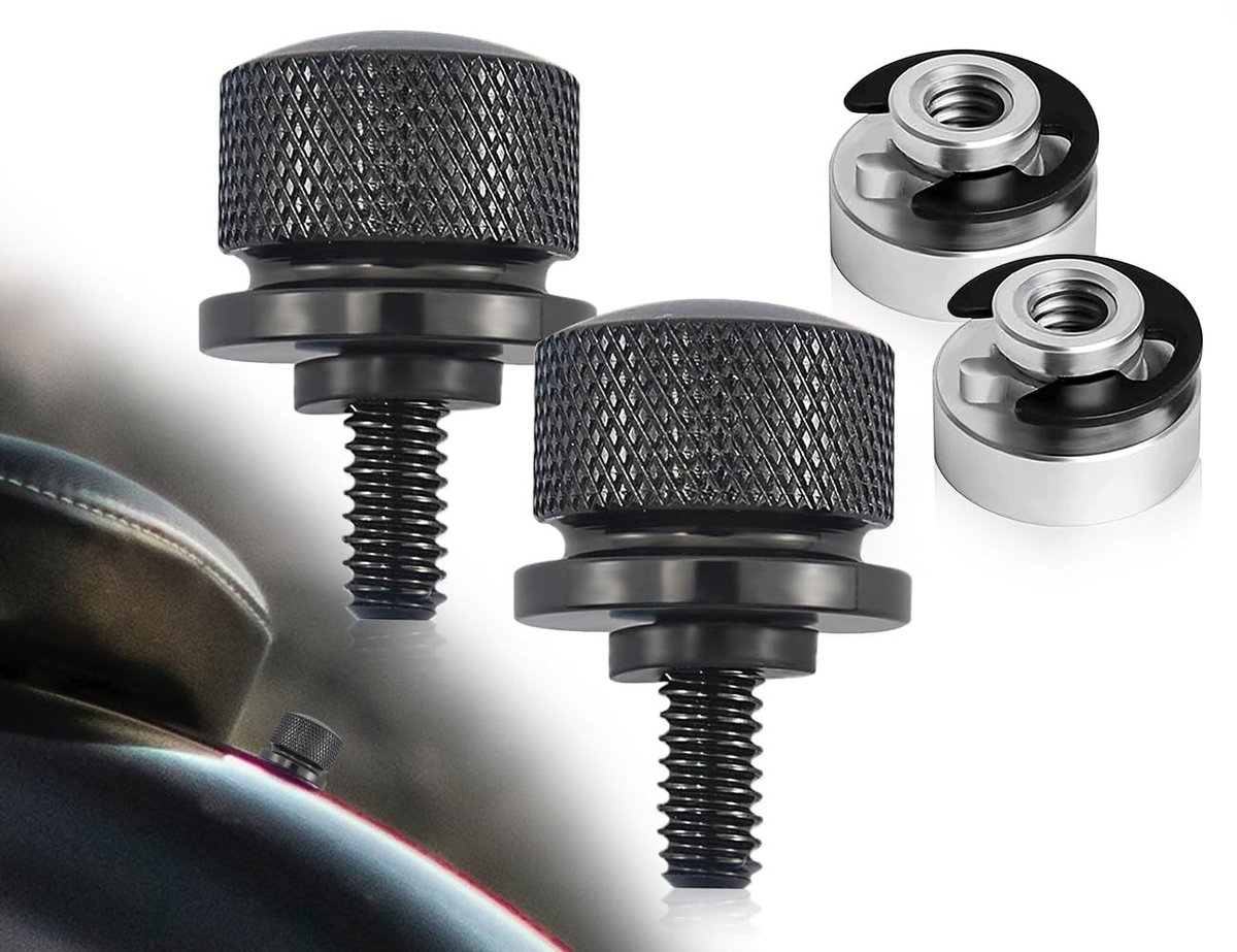 Virtubuy - Kapsing Motorfiets Zadel Schroeven - Set van 2 - Duurzaam en Betrouwbaar - Zwart - Ideaal voor Harley - Inclusief Moeren en C-Clips - Een..