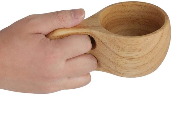 Allecto - Handgemaakte Finse Kuksa - Dubbele Gat Koffiemok - Bruin - Gepersonaliseerd - Ideaal voor Buiten Drinken - Ergonomisch Design van Merkloos — afbeelding 5