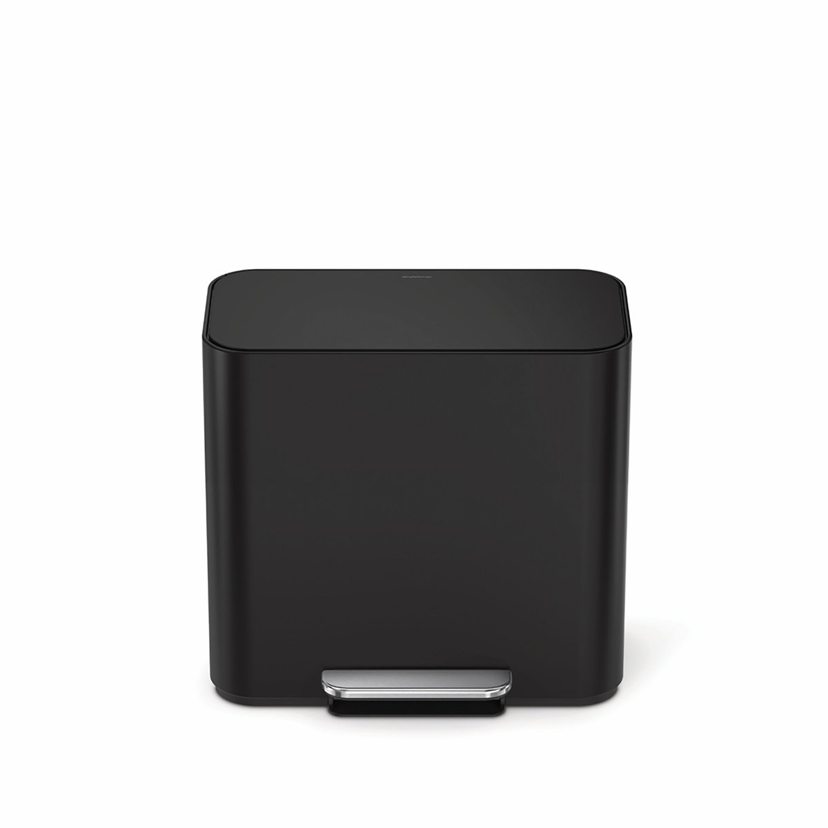 Simplehuman Mini pedaalemmer -15 L - met twee compartimenten - met zakkenrand - Mat zwart RVS