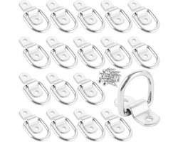 Set van 18 stevige lashing eyes voor aanhangers, D-ring bevestigingen met houders en schroeven, ideaal voor het vastzetten van vracht in aanhanger, vrachtwagen, boot of auto