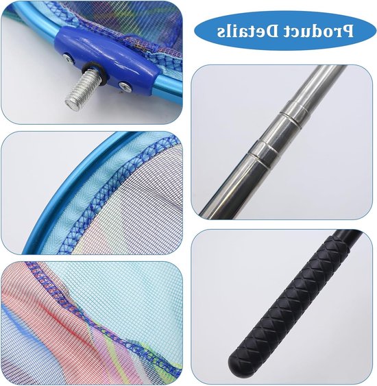 Dailygoods - CONNECTION Telescopisch schepnet voor kinderen, 41-150 cm, vlindernet met telescoopstang, kindervisnet, kinderschepnet, geschikt voor insecten, vissen, vissen, outdoor, strand, vijver, tuin, zwembad van Dailygoods — afbeelding 3