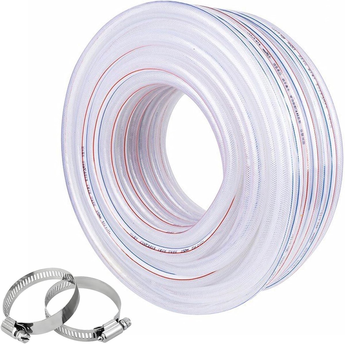 PVC Tuinslang voor Water, Olie en Brandstof - 3 Meter Lange Slang met 2 Slangklemmen (20 x 25 mm) voor Aquariums en Transporttoepassingen
