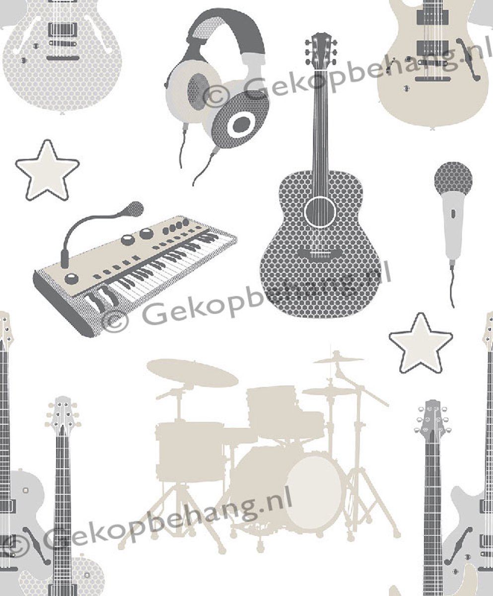 INGK Behang - Thomas - instrumenten creme
