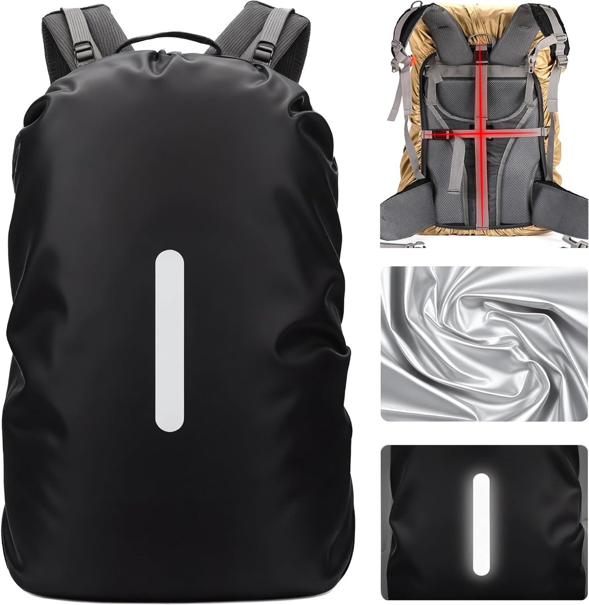 Waterdichte rugzakhoes voor school, met reflectoren en antislip, ideaal voor wandelen, kamperen en fietsen, 15-25L