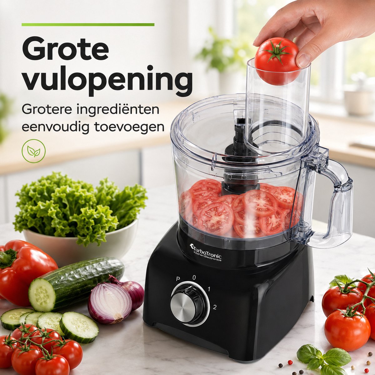 TurboTronic FP800 Foodprocessor - Keukenmachine - 1.2 Liter - 800W - Zwart thumbnail 3
