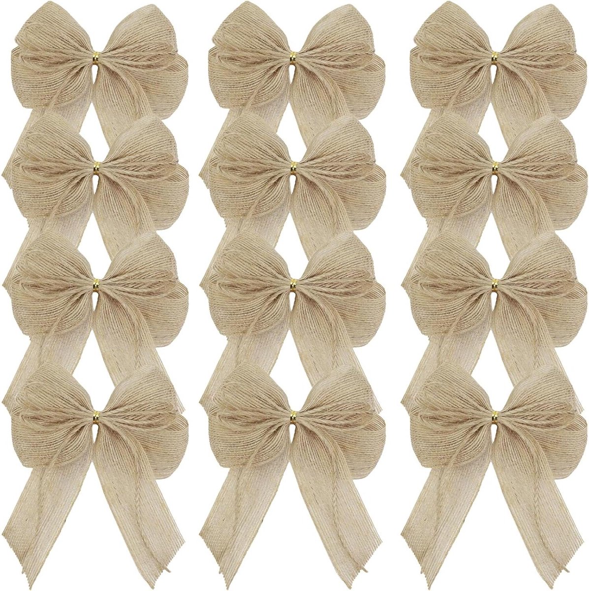 Jute Strikken - Rustieke Lintstrikken - Decoratie en Knutselen - Handgemaakt met Draaiband - 15x16 cm - Natuurlijk Jute