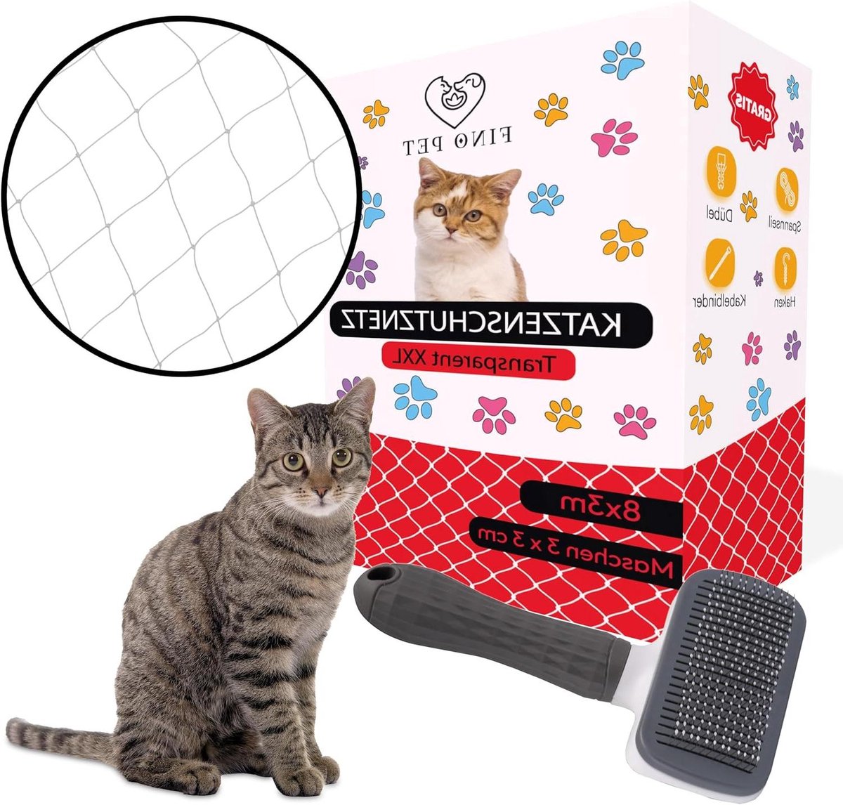 Kattennet Balkon - Veiligheidsnet Kat - Katten Veilig Houden - XXL Transparant Nylon - 8 x 3 meter - Transparant