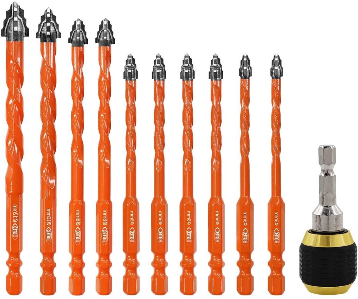 Vierbladige Metselboor Set - Betonboren Hardmetaal - Precisie Boren - 4-Bladig Cross-Step Ontwerp - 10 Stuks 5-12mm - Zilver