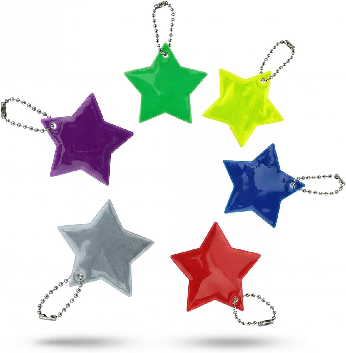 Reflecterende Ster Hangers - Veiligheidsreflectoren Sleutelhangers - Zichtbaarheid Vergroten - Opvallend Sterdesign - 5.5cm x 5.5cm - Meerkleurig