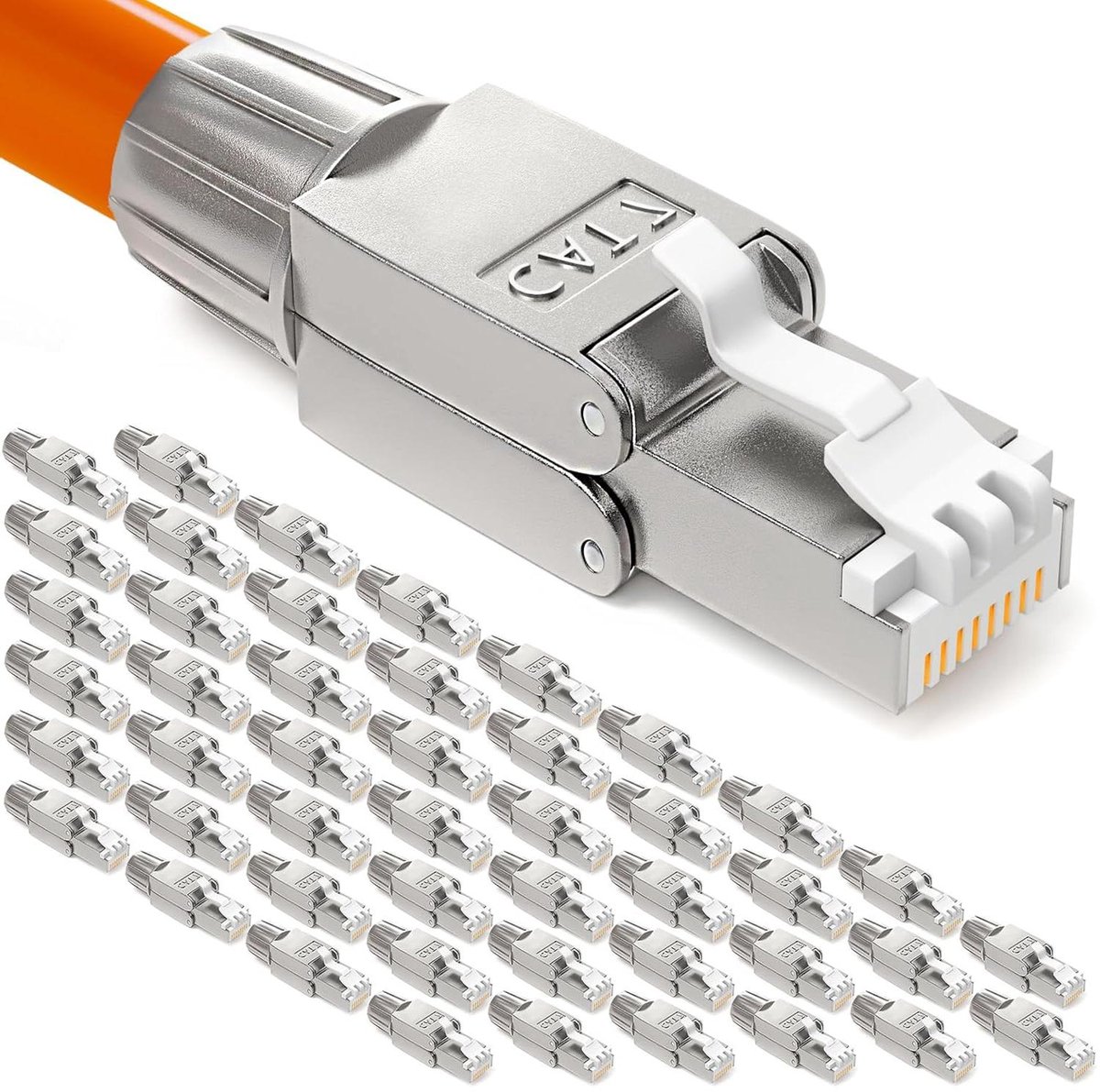 RJ45 Netwerkstekkers - Ethernet Connectoren - Netwerk Installatie - Gereedschapsloze Installatie - 48 Stuks - Zilver