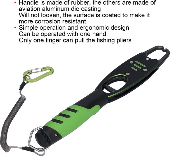 Allecto - Vis Lip Gripper - Vissen Gereedschap - Rubber Handvat - Grip Grabber - Perfect voor Zeevissen - Luchtvaart Aluminium — afbeelding 5