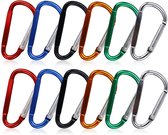 Karabijnhaak - 12 stuks - 46 x 23 mm - Musketonhaak - Karabiner - Carabiner - Klein - Mini Karabijnhaken - Karabijnhaak Sleutelhanger - 6 kleuren