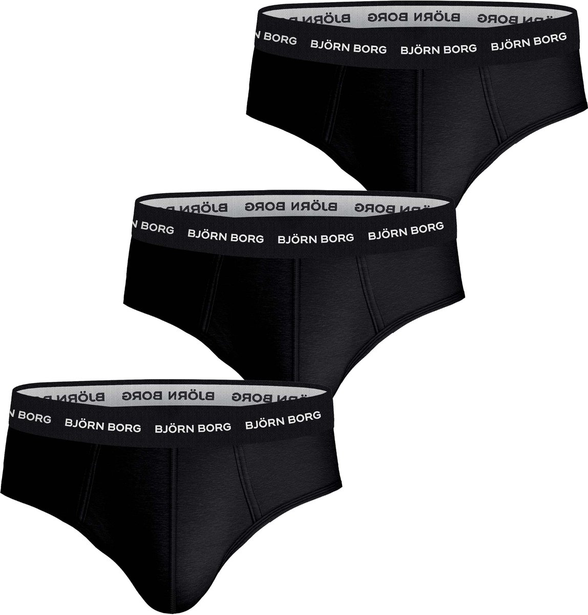 Björn Borg Cotton Stretch brief - heren slips (3-pack) - zwart - zwart - zwart