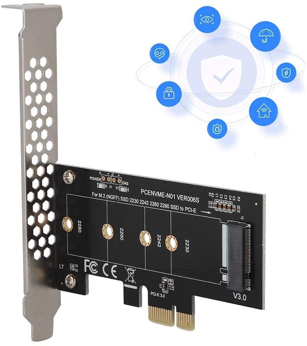 M.2 PCIe adapter - NGFF NVME kaart - Opslag uitbreiden - PCIe 3.0 X1 signaal - 22 x 80 mm