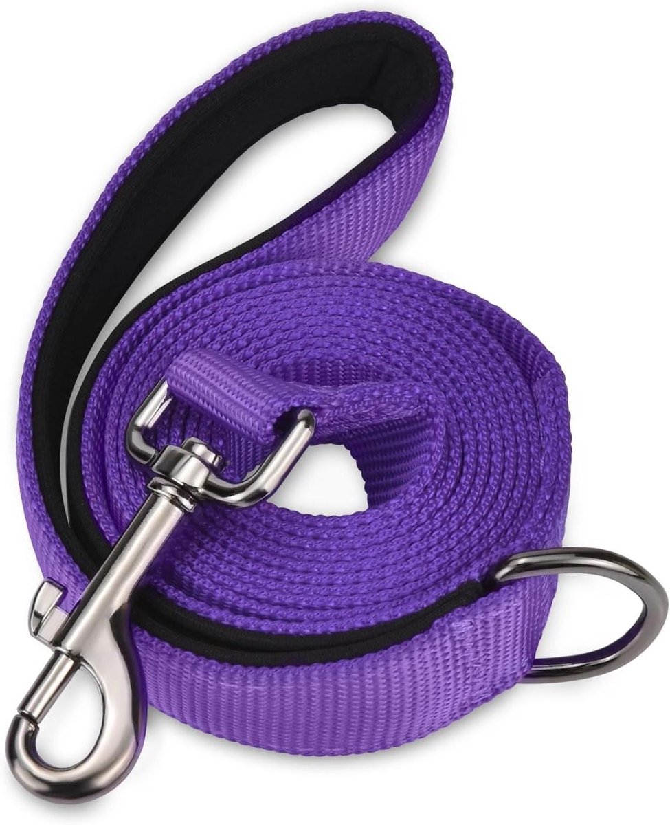 Hondenriem Gevoerd - Hondenlijn Flexibel - Veilig Wandelen Hond - Handvat Ontlast Druk - 1.5m x 2cm - Lila