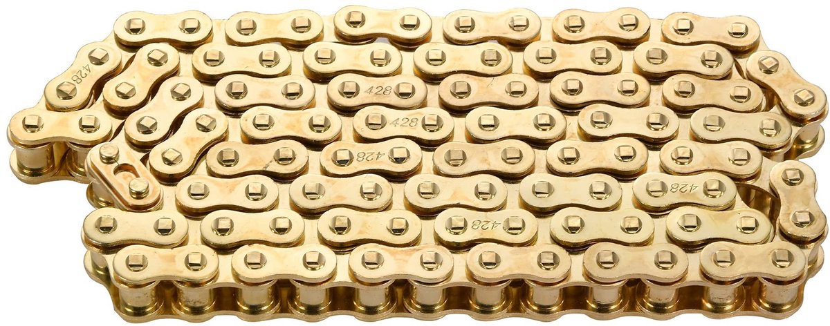 SPHProducts - Heavy Duty Drive Chain - 428 104 Link - Optimale prestaties - Gouden kleur - Geschikt voor Motorfiets en Go Kart