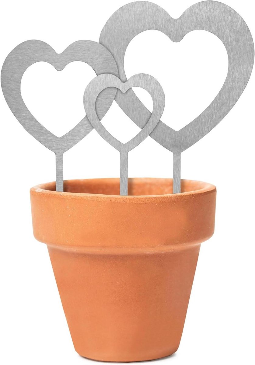 Hart Tuindecoratie - Metalen Stekker - Tuin Aankleden - Roestvrij Staal - 32 cm Hoog - Zilver